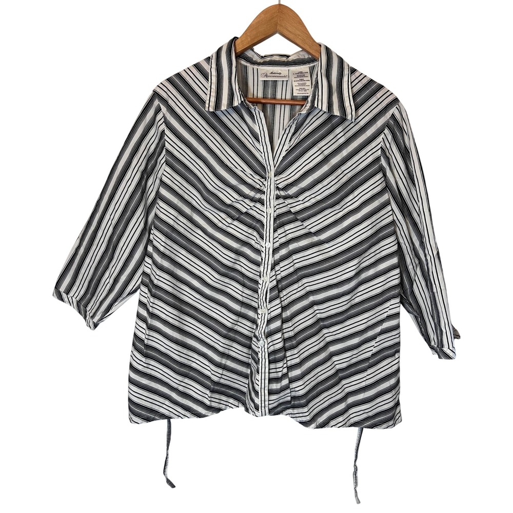 Maternity‎ Announcement Flattering Black Stripes Button-Down Blouse Women's XL